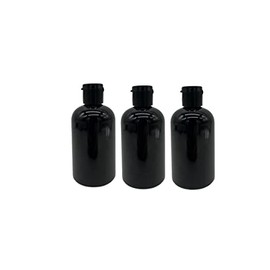Natural Farms 4 oz Black Boston BPA FREE Bottles - 3 Pack Empty Refillable Containers - Essential Oils Cleaning Products - Aromatherapy | Black Snap Cap - Made in the USA