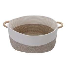 Medium Rope Basket with Handles, Medium Storage Basket, 17 "L x 12.5" W x 8.5 "H, Home Decor Basket, Towel Basket, Book & Magazine Storage Basket