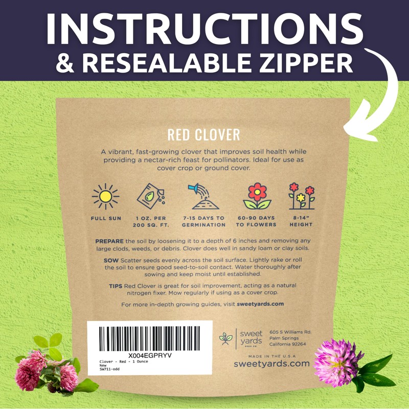 Red Clover - Large 1 Ounce Packet - 15,000 Flower