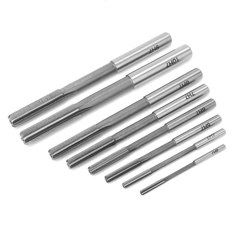 Walfront 8 Piece High Speed Steel H7 Reamer Set Straight