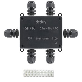 dstfuy Power Junction Box, ABS IP68 Waterproof Housing. With 24A Barrier Terminals Electrical Connection Project Box for 4-8mm Diameter Wire (FSH716)