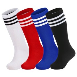 4 Pairs Toddler Soccer Socks Kids Soccer Socks Youth Football Soccer Socks Toddler Kids Knee High Socks Youth Softball Baseball Tube Socks Girls Boys 4 Pairs G L