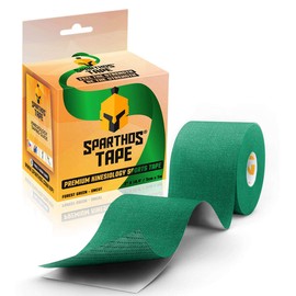 Sparthos Kinesiology Tape - Incredible Support for Athletic Sports and Recovery - Free Kinesio Taping Guide! - Leg Knee Brace Sleeves Tapes Leuko Athlete Rock - Uncut (Forest Green)