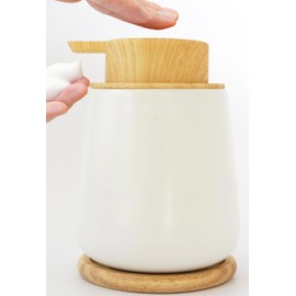 KATAZUKE Foaming Soap Mino Ware Dispenser with Wooden Coaster, 10.1 fl oz (300 ml) (Snow White) Hand Soap Dispenser, Foam Soap Dispenser, Soap Dispenser, Foam, Hand Soap, Foaming Hand Soap Bottle,
