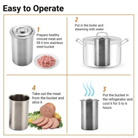 Modern Home Ham Maker Stainless Steel Pot Home Made Meat Press Chicken Pork Thermometer Set