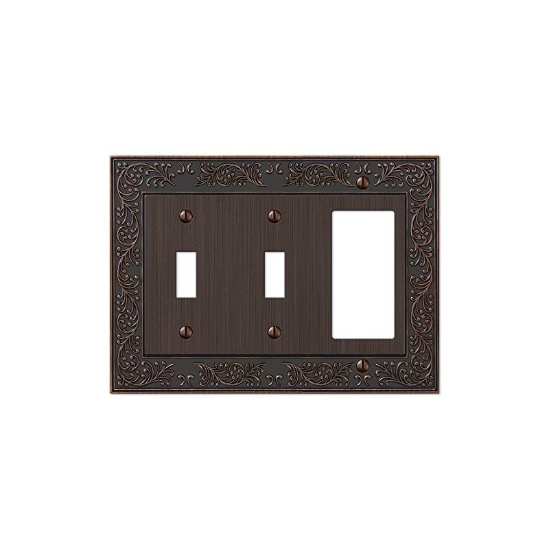 Amerelle 43TTRVB English Garden Wallplate, 2 Toggle / 1 Rocker,