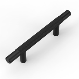 ROMATEE 10 Pack Matte Black knurled Cabinet Pulls 3 Inch Hole Centers Kitchen Cabinet Handles Hardware Kitchen Handles for Cabinets Handles RM0045