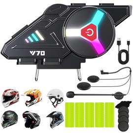 BOJOOM Auricular Bluetooth para Motocicleta con MicrFono,Intercomunicador Moto para Casco Bluetooth V5.3 Ip67,Puede Conectar Dos Dispositivos al...   