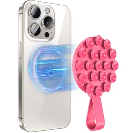 RC1WD Magnetic Suction Cup Phone Mount, Silicone Suction Cup Phone Grip Stand for Magsafe, Anti-Slip Hands-Free Cell Phone Accessory Holder for Selfies and Tiktok Videos, Creator and Sharer, Red