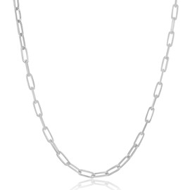Beaux Bijoux Paperclip Chain Necklaces for Women | Sterling Silver 14k Gold Plated | Women's Trendy Layering Necklaces | Choose Width and Length | Fine Chain Necklaces Crafted in Italy, 20" Length,