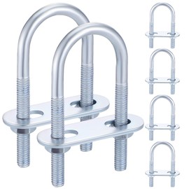 JECOMPRIS 6 Pcs Round U Bolts: Stainless Steel U Bolt U Tube Clamps Bolts with Nut Plate for Hardware Marine Automobiles Trailer
