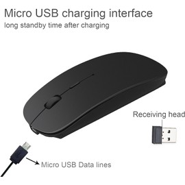 Wireless Mouse for MacBook, Laptop and Pc- Silent Clicks, ErgonomicRechargeable Design, 2.4GHz USB Mouse with Mini Receiver, Compact andComfortable for Work, Study or Travel(Jet Black)