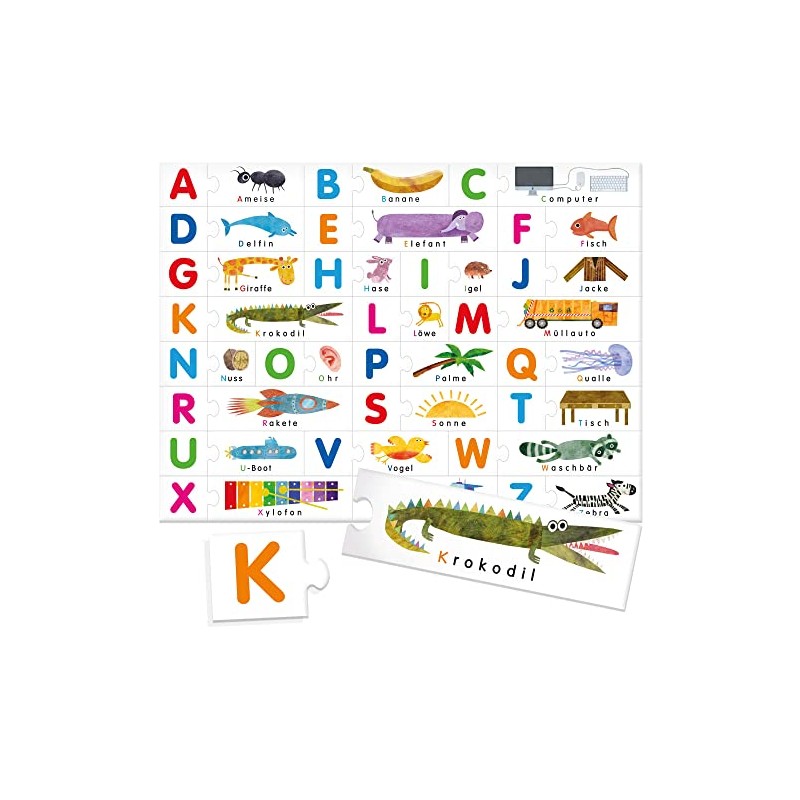 Headu DE23257 Feel-ABC Educational Game Montessori, Orange