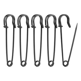 5 Pcs Black Safety Pins, 3 Inch Large Safety Pins Heavy Duty Safety Pin for Costumes Blankets Crafts