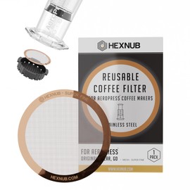 HEXNUB - Reusable Metal Filter for AeroPress Coffee Maker, Stainless Steel Filter Fits AeroPress Original & Go Coffee Press, Fuller Bodied Coffee Than Paper Filters - COPPER MESH