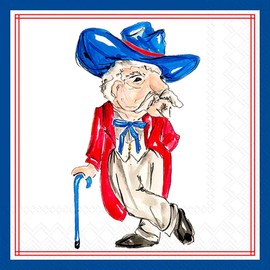 IHR Ideal Home Range Cocktail Napkins Rosanne Beck Hometown Pride Disposable 3-Ply Paper Party Napkin Pack, 5" x 5", Blue Colonel, 20-Count