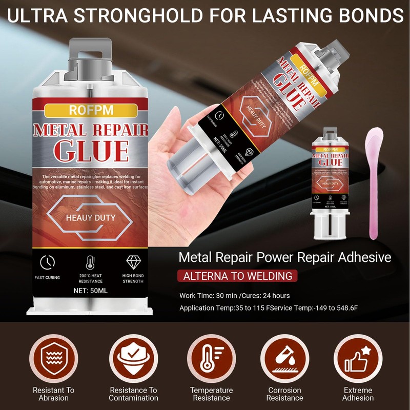 ROFPM Metal Glue Heavy Duty Weld, 1.69 floz Epoxy Glue
