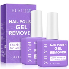 Gel Nail Polish Remover, (2pcs) Gel Polish Remover for Nails, No Need for Foil, Quick & Easy Polish Remover In 3-5 Minutes, No Need Soaking Or Wrapping-0.5 floz
