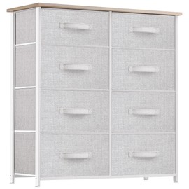YITAHOME Storage Tower Unit with 8 Drawers - Fabric Dresser with Large Capacity, Organizer Unit for Living Room - Sturdy Steel Frame, Wooden Top & Easy Pull Fabric Bins