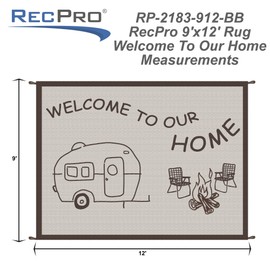 RecPro RV Welcome to Our Home Outdoor Waterproof Rug | 9' x 12' or 9' x 18' Options | Plastic Straw Rug (9' x 12')