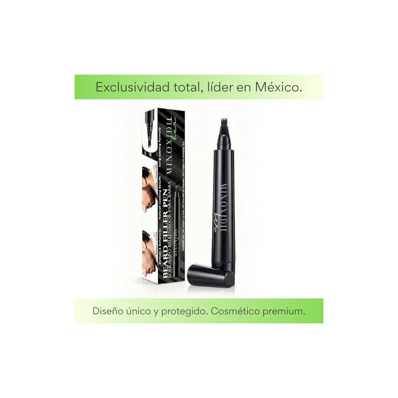 MinoxidilBer Boligrafo para barba bigote o cejas, color negro, impemeable,