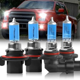 Fit 2004-2014 for FORD F150 Headlight Bulbs, 9008/H13 High Low Dual Beam and 9145/9140/9005 Fog light Halogen Bulbs 300% Brightness High Performance Halogen Bulbs 4PCS