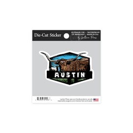 Die Cut Sticker Austin, Texas, Longhorn, Scratchboard, Contour Vinyl Sticker 1 to 3 inches (Waterproof Decal for Cars, Water Bottles, Laptops, Coolers), Small