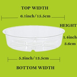 LEMMOM 10 Pieces 6-inch Clear Plastic Plant Saucer Indoor & Outdoor Garden Drip Tray for Pots (6'')