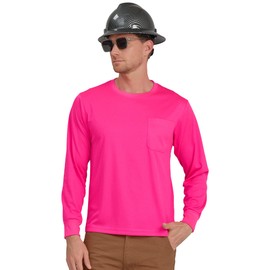 AYKRM Pink Safety Shirts for Men High Visibility Shirts Pink Hi Vis Shirts for Men Women NEON Fashion Durable Construction Work Shirts