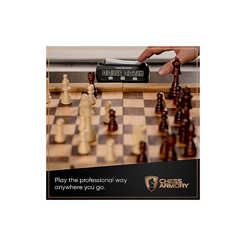 Chess Armory Digital Chess Clock - Portable Timer with Tournament