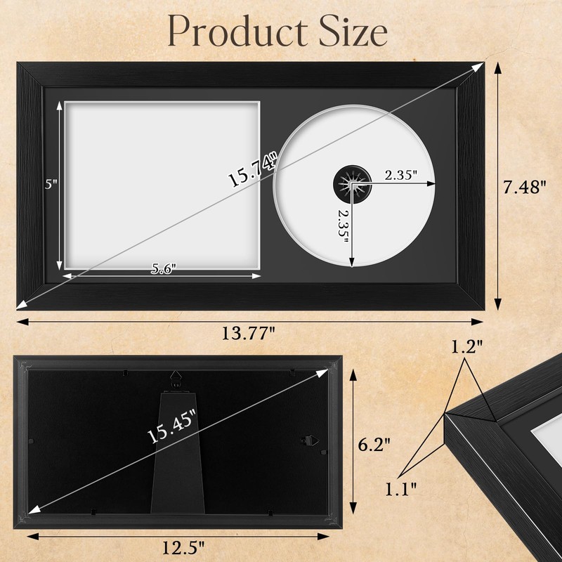 Dunkive 2 Pcs 13.7" x 7.5" CD Frame Display Case