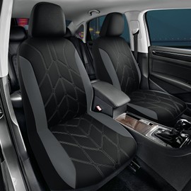 PIC AUTO Car Seat Cover, Piping Leather Front Seat Cover for Cars, Black & Gray Two-Tone Luxury Leather, Universal Fit, Durable, Airbag Compatible, Suitable for SUVs, Trucks, Sedans, and Vehicles