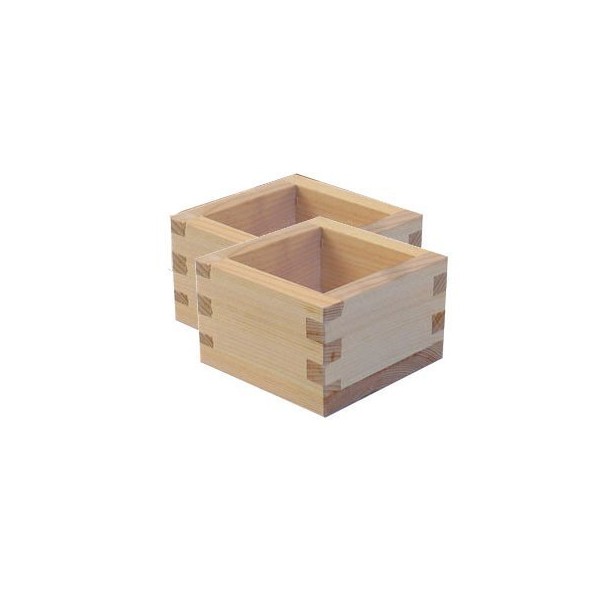 M.V. Trading MOMS100S2V Japanese Masu Wooden Square Sake Cups with Plain No Design, 5 Ounces, 3-3/8 Inches (L) x 3-3/8 Inches (W) x 2 Inches (H), Set of 2 Cups