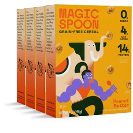 Magic Spoon Cereal, Peanut Butter 4-Pack - Keto, Gluten & Grain Free, Low Carb, High Protein, Zero Sugar, Non-GMO Breakfast Cereal