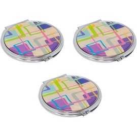 Stephanie Imports Set of 3 Double Sided Magnifying Compact Slim Mirrors with Printed Insert (Circle - Pucci Print)