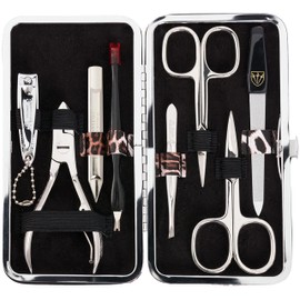 3 Swords Germany - brand quality 7 piece manicure pedicure grooming kit set for professional finger & toe nail care scissors clipper fashion leather case in gift box, Made by 3 Swords (6707)