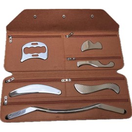 Robulove 6-in-1 Stainless Steel Gua Sha Tools Set, Professional Muscle Scraping Massage Tool for Fascia Release - Relieves Soreness for Neck/Back/Body, 6PCS Kit for Home/Gym/Physical Therapy