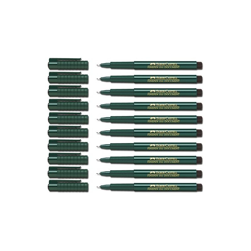 Faber-Castell Fibre Pen, Fine-Pen 1511, 0.4 mm, black, 10 Stifte