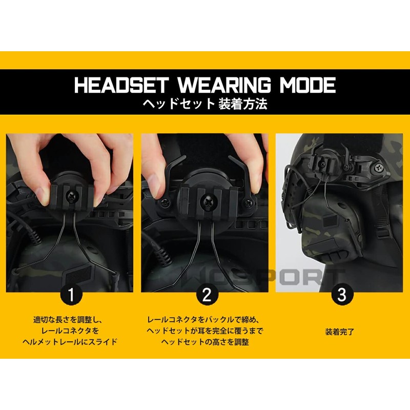 WoSporT Gen5 Tactical Headset for Helmet (ARC) BK