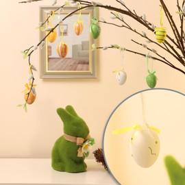 com-four® 36x Easter eggs to hang up - hand-painted Easter decorations in great colors - decorative Easter eggs with beautiful motifs (green. orange. yellow. White)