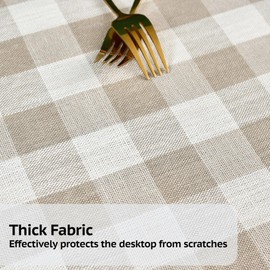 Yofori Heavy Duty Cotton Blend Table Cloth for Square Tables Checkered Tablecloth for Kitchen Dinning Tabletop Decoration (Beige, 135 x 135 cm)