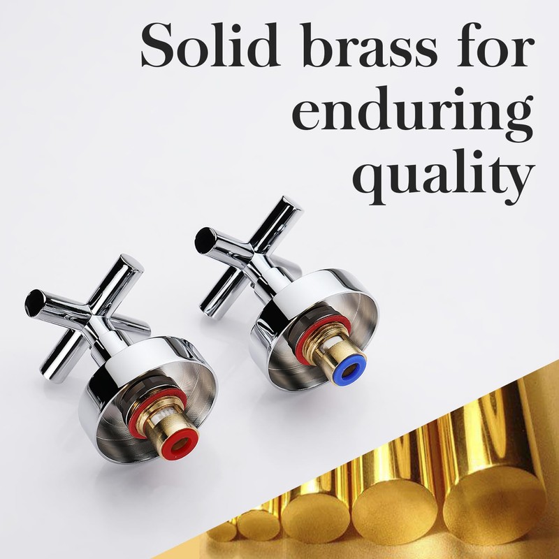 Decaura Shower Mixer Taps 1/4 Turn Twin Tap Cross Handles