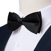 DiBanGu Mens Classic Black Pre-Tied Satin Bowtie and Pocket Square