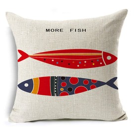 AKIS Home Cushion Cover 45 x 45 cm Set of 4 Fish Cartoon Pattern Nordic Style Cushion Covers Sofa Cushion Children's Cushion Cover for Home Decoration Bedroom