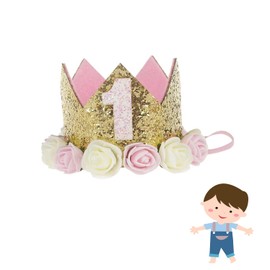 Fizzix 1st Birthday Crown Headband for Girls - Charming Pink Crown Accessory-Ideal for First Birthday Party