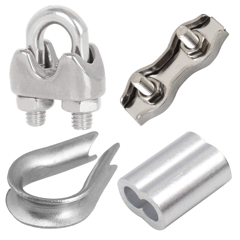 Leaum 36 Piece Wire Rope Clamp Set, with Wire Rope