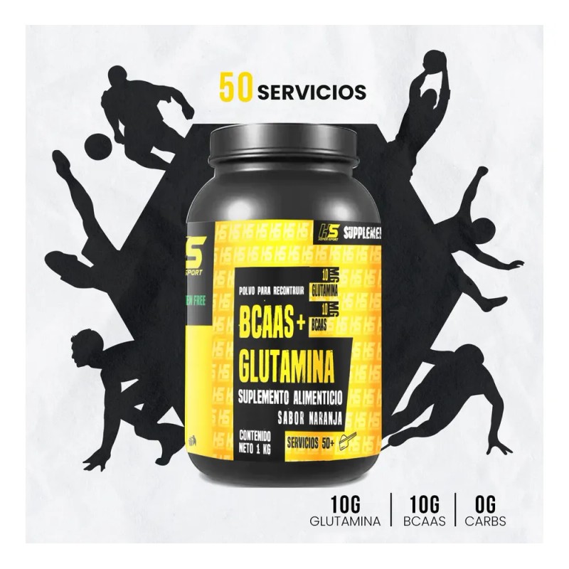 Suplemento Bcaas + Glutamina Hiper Sport 1kg Varios Sabores