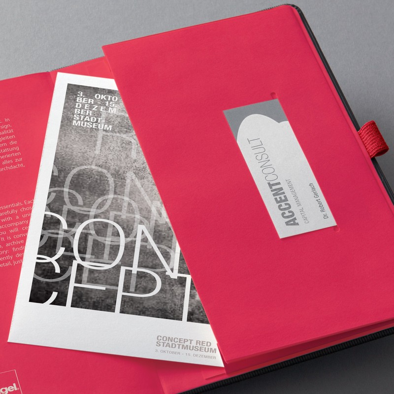 Sigel Hardcover Graph Notebook with Stylish Red Elastic Closure, Black,