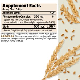 ANDREW LESSMAN Phytoceramides with Biotin 120 Softgels - Skin’s Vital Natural Internal Moisturizer. Naturally Enhances Soft, Smooth, Radiant Skin. No Additives. Small Easy to Swallow Softgels