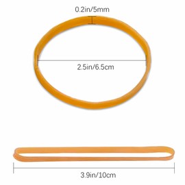 Pack of 200 Rubber Bands, 60 mm x 5 mm Wide, Elastic & Reusable, Household Rubbers for Office, School & Home, Delivery (Dark Yellow)